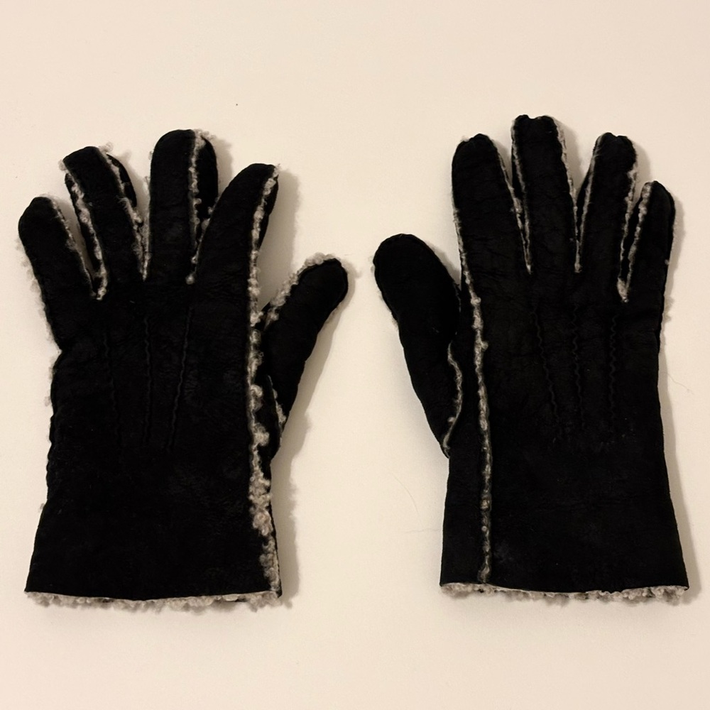 Portolano Women’s Black Sheepskin Shearling Fur Winter Gloves Size 7 - Picture 5 of 13